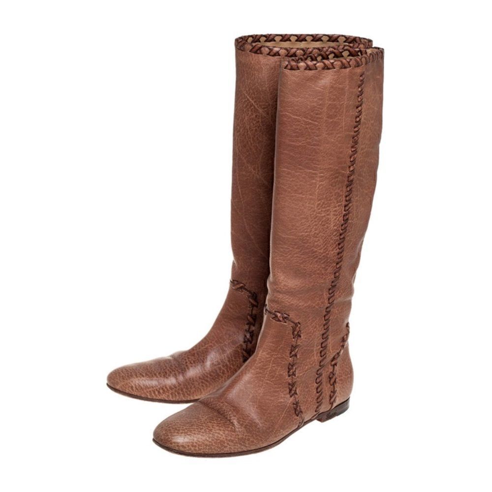Gucci Tan Leather 'Janis' Knee Boots Size 9.5/ Excellent